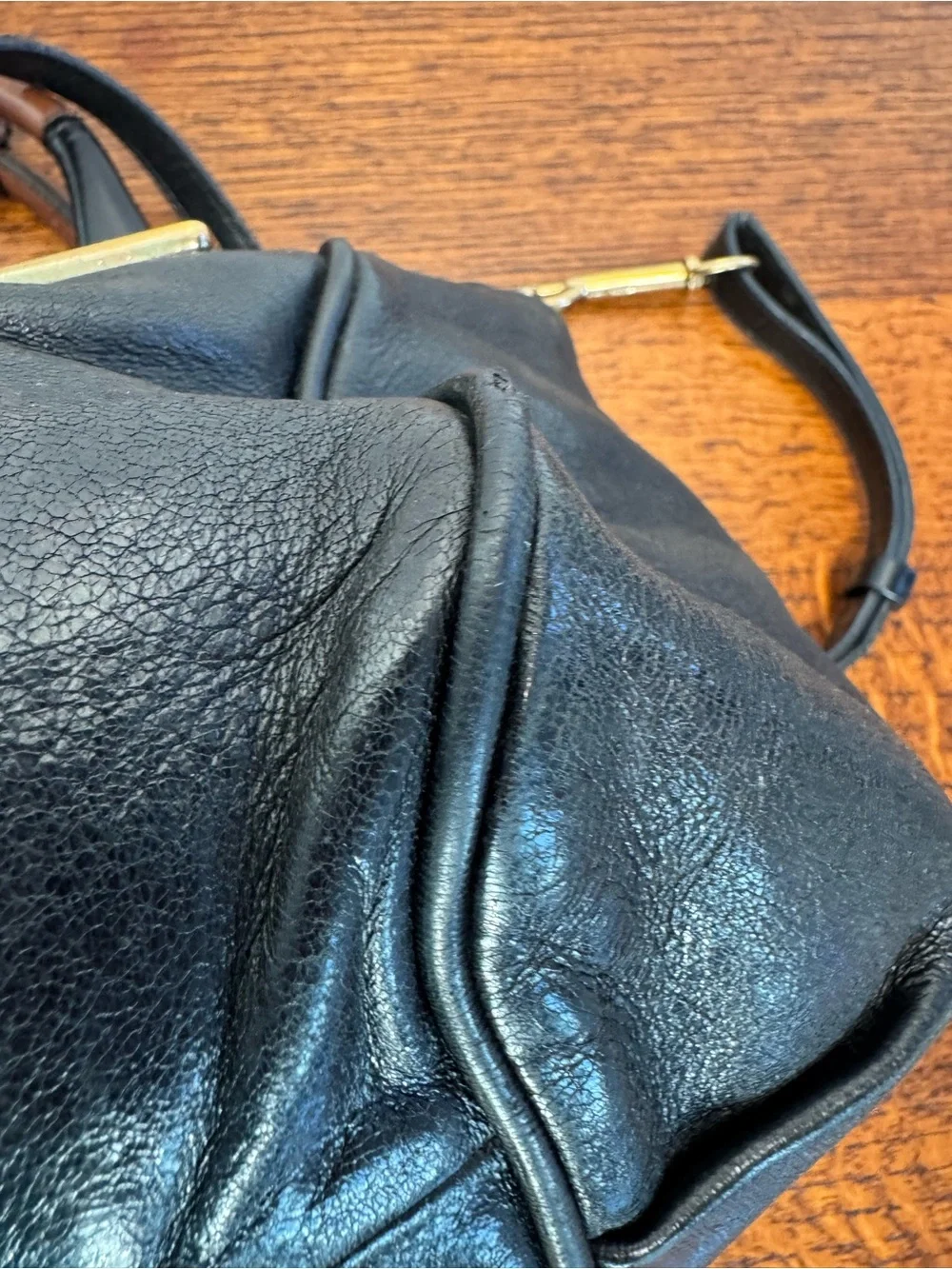 Chloé Vintage Ethel Black Leather Satchel/Crossbody with Gold Hardware with COA